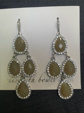 Olive Faceted Teardrop Halo Dangle Earrings BHLDN